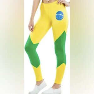 ⭐Tipsy Elves Brazil Flag Soccer Women’s New Leggings
